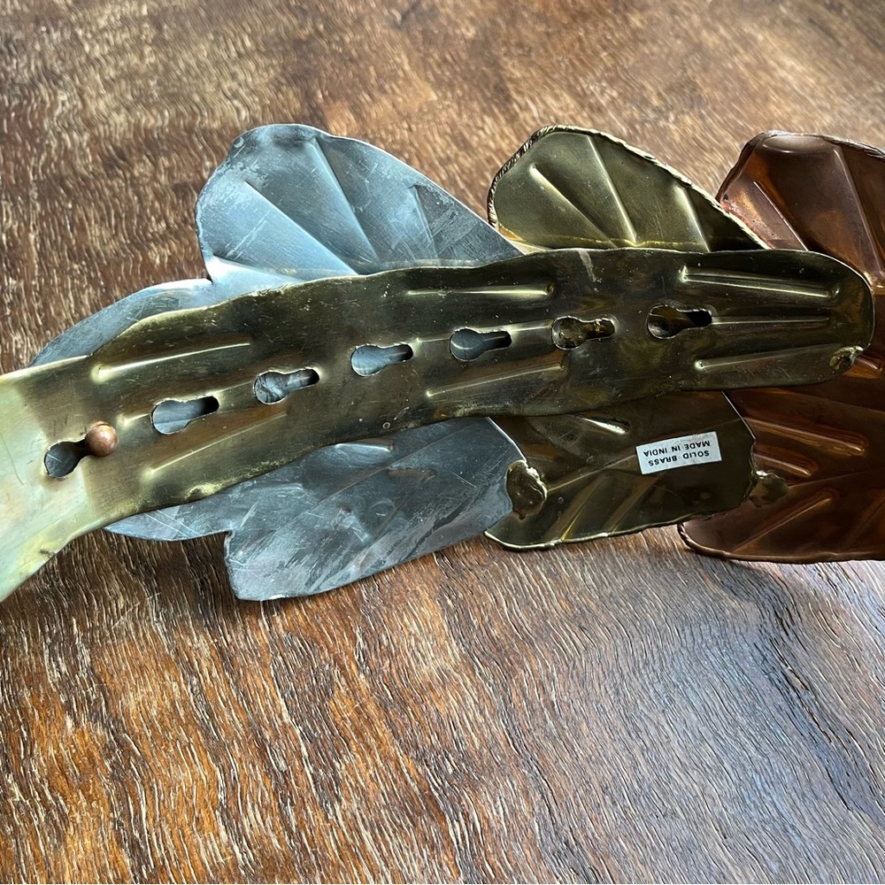 Solid Brass Vintage Belt Leaf Pattern - image 8